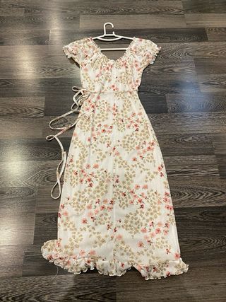 Vestido Naf Naf floral blanco y rosa Talla S