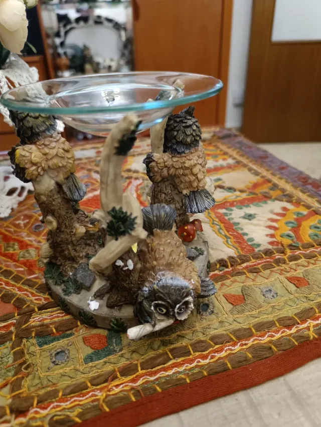 Quemador de incienso búhos de la suerte