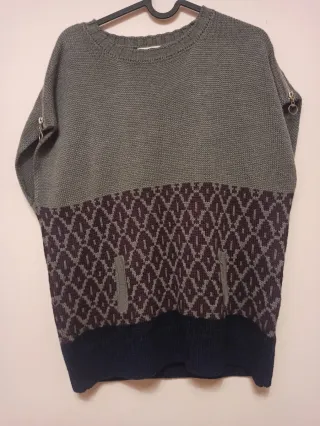 Jersey gris y morado talla M