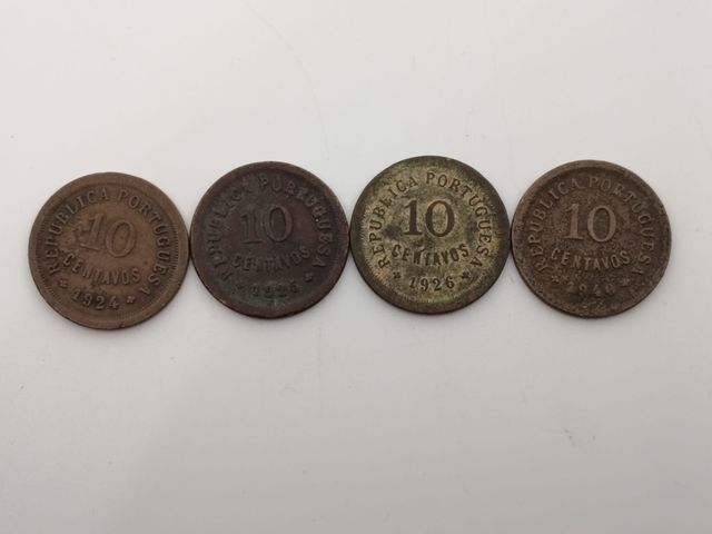 4 Monedas 10 Centavos Portugal 1924-1940