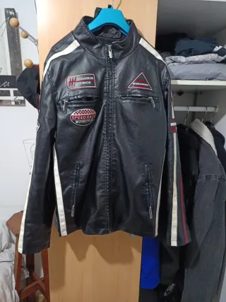 Chaqueta Moto Azul Estilo Racing