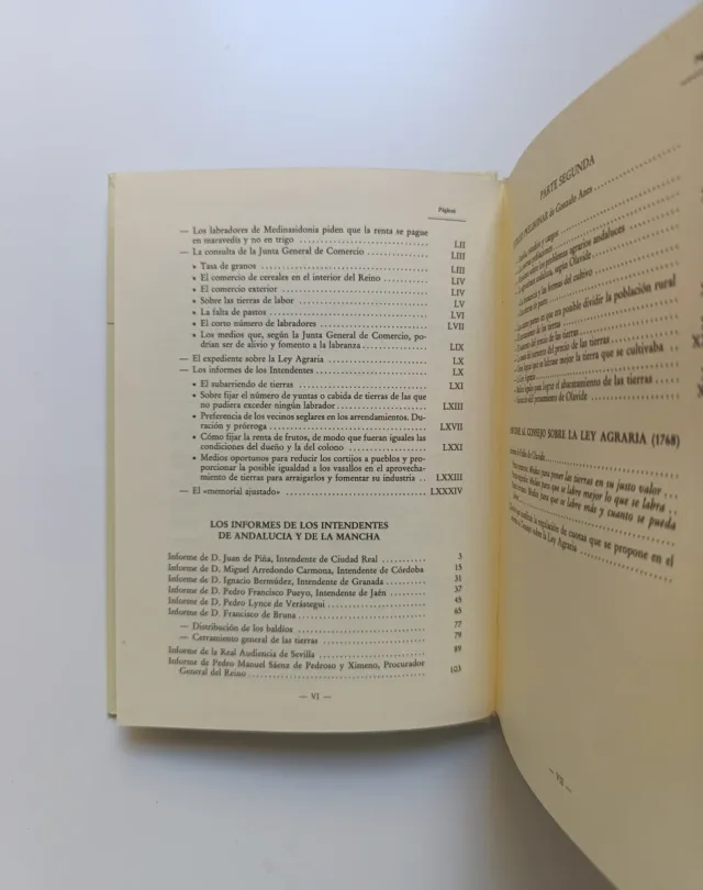 Informes en el expediente de Ley Agraria (1768).