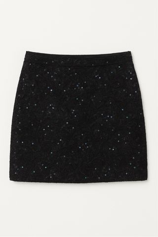 Falda mini negra fiesta con bordado