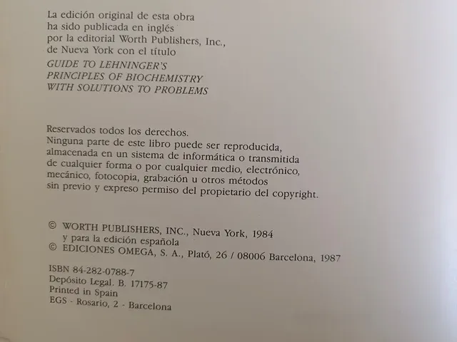 Guía de principios de bioquímica de Lehninger