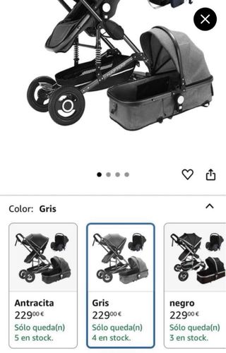 Carrito de bebé Naf Naf gris