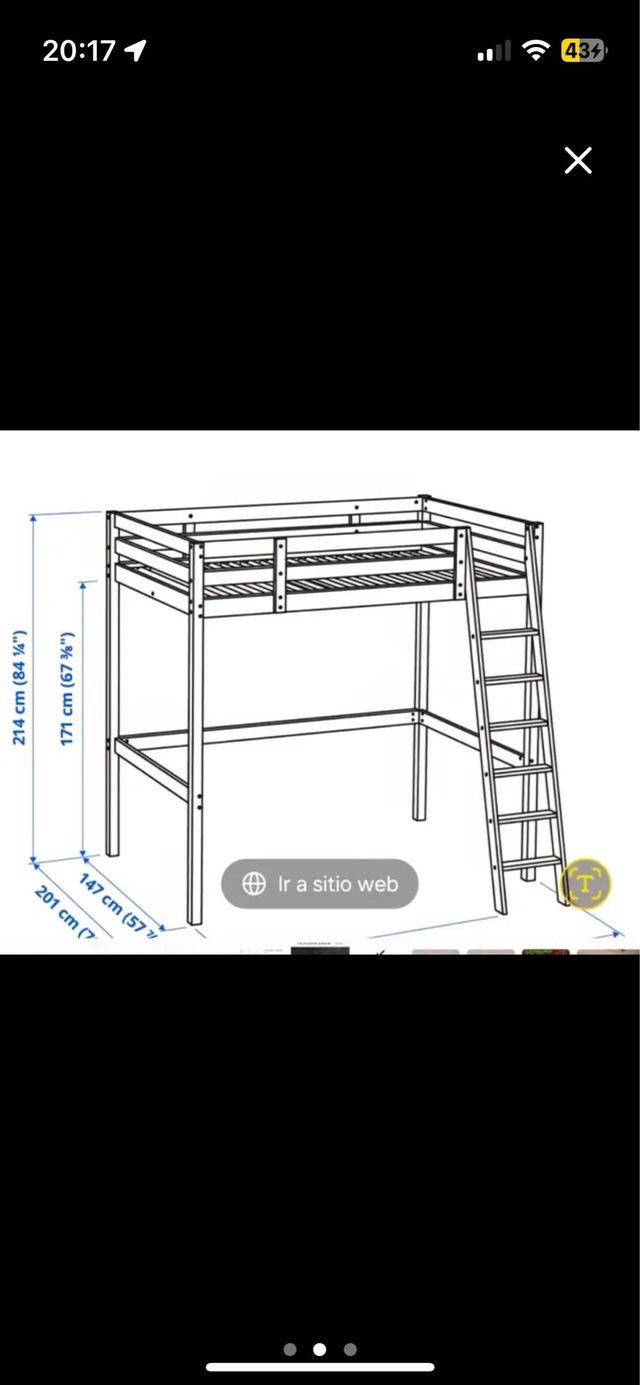 Cama alta con escritorio