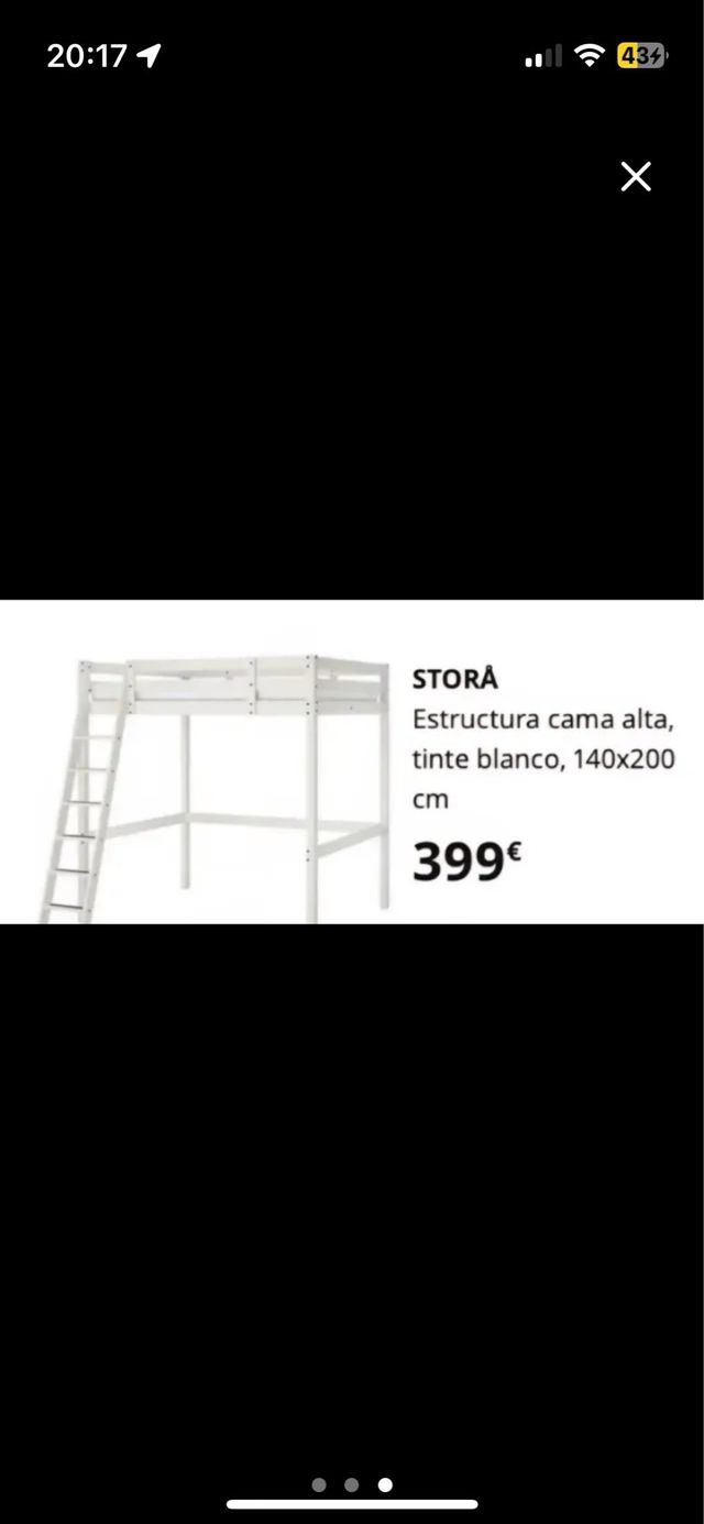 Cama alta con escritorio