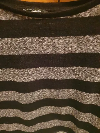 Jersey Mango Rayas Negro Gris