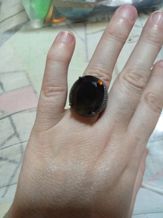 Anillo Plata Negro Grande