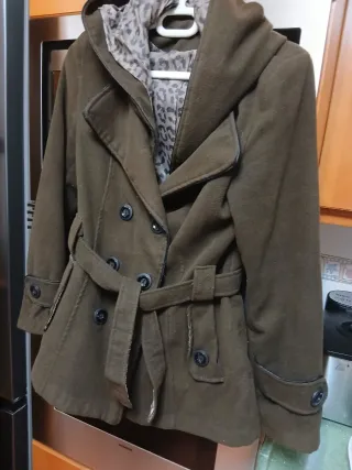 Chaquetón mujer marrón con forro estampado