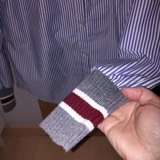 Blusa vintage rayas y cuello tejido