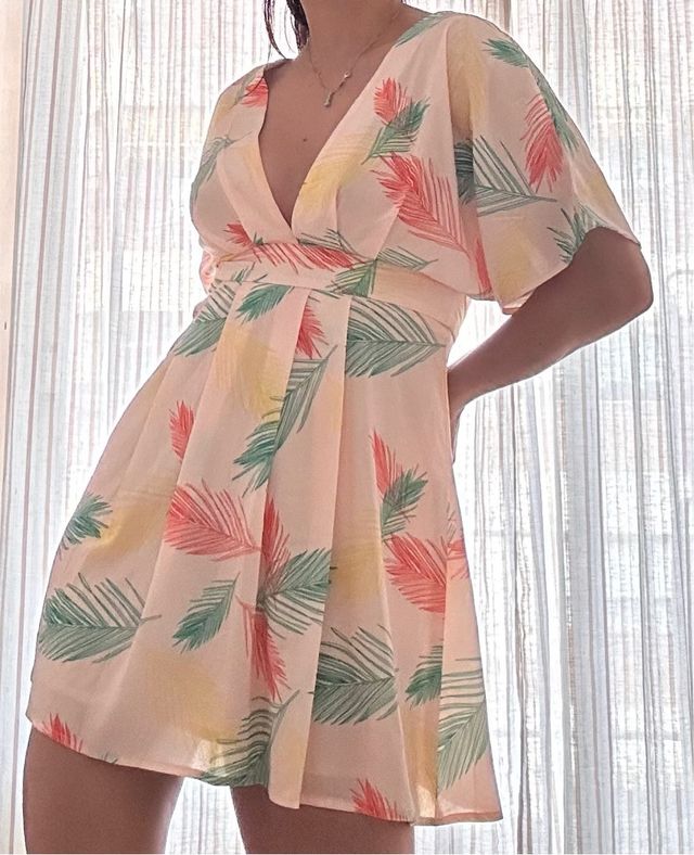 Vestido estampado hojas talla única