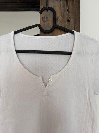Camiseta blanca de canalé Primark