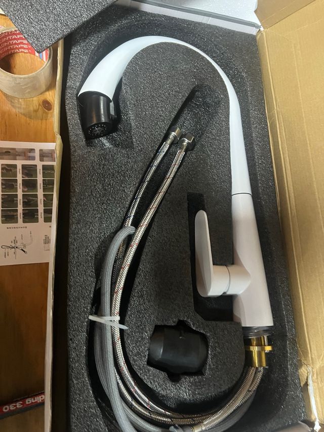 Grifo Cocina Blanco Negro Metal Plástico