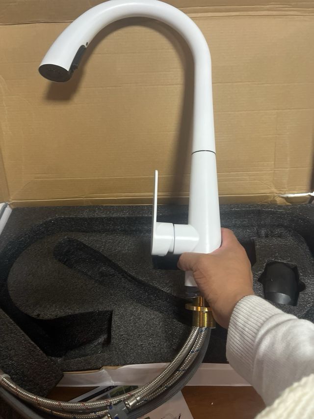 Grifo Cocina Blanco Negro Metal Plástico