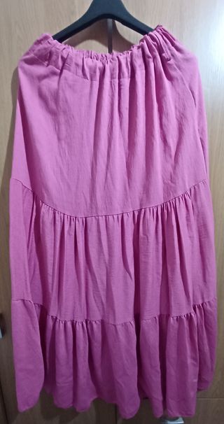 Falda larga rosa/morada talla única
