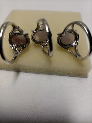 Lote 3 Anillos Acero y Piedra Natural  1-6€-3-15€