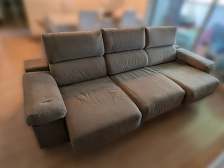 Sofá 3 plazas gris tela