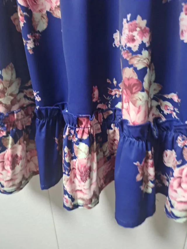 Vestido niña floral azul y camisa rosa