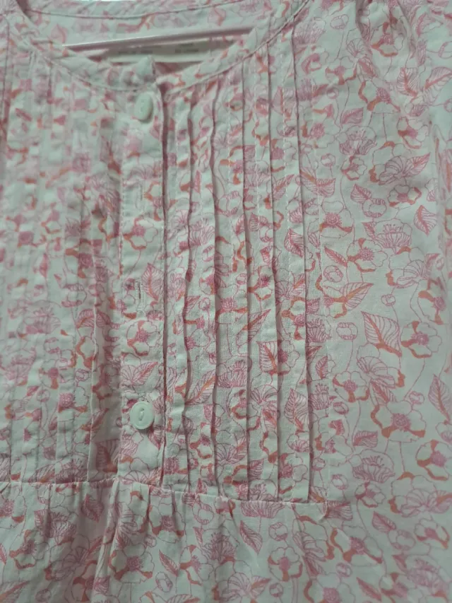 Vestido niña floral azul y camisa rosa