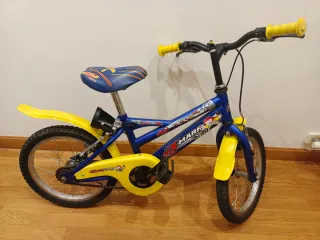 Bicicleta infantil 16 pulgadas azul y amarilla