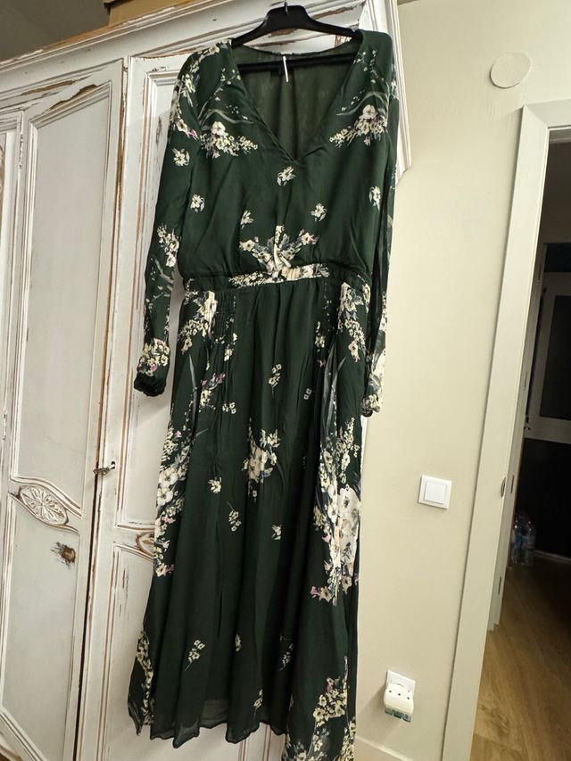 Vestido Massimo Dutti verde estampado