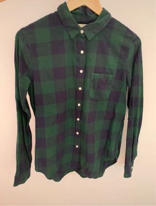 Camisa H&M cuadros verde y azul marino