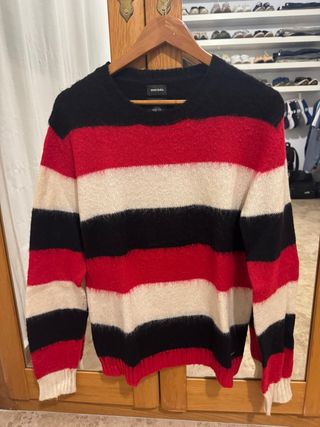 Jersey Diesel Rayas Rojo Negro Blanco