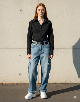 Camicia Nera Slim Fit Nara Camicie Donna Taglia M