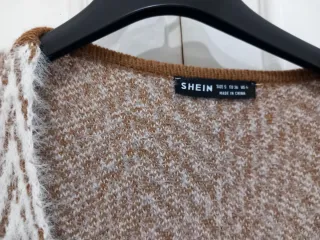Cardigan SHEIN lungo marrone e bianco taglia S