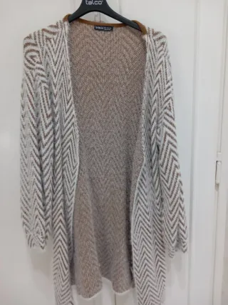 Cardigan SHEIN lungo marrone e bianco taglia S
