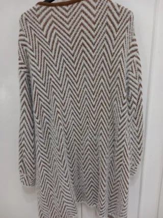 Cardigan SHEIN lungo marrone e bianco taglia S