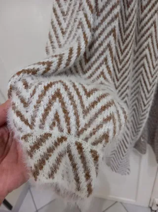 Cardigan SHEIN lungo marrone e bianco taglia S