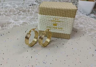 Pendientes Aro Greca Chapado Oro 18k
