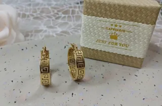 Pendientes Aro Greca Chapado Oro 18k