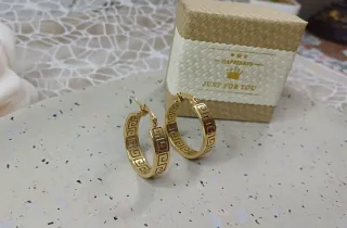 Pendientes Aro Greca Chapado Oro 18k
