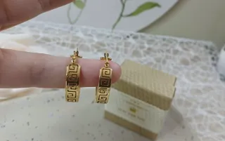 Pendientes Aro Greca Chapado Oro 18k