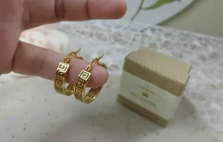 Pendientes Aro Greca Chapado Oro 18k