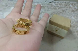 Pendientes Aro Greca Chapado Oro 18k