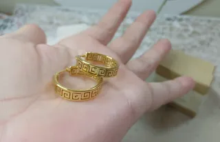 Pendientes Aro Greca Chapado Oro 18k