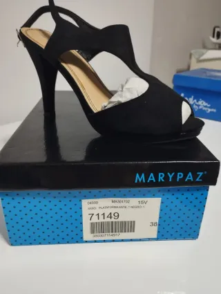 Sandalias MARYPAZ Plataforma Ante Negras Talla 38
