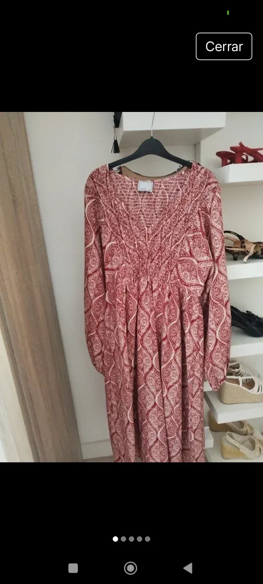 Vestido Boho Love M Rojo Blanco Talla M