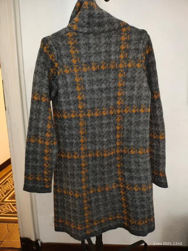 Cappotto Lana Donna Grigio Arancio