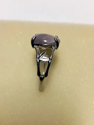 Anillo Acero Piedra Natural Amatista Grande,