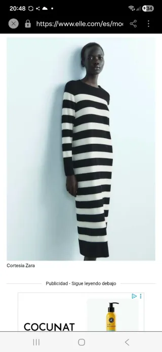 Vestido de punto Zara rayas blanco y negro