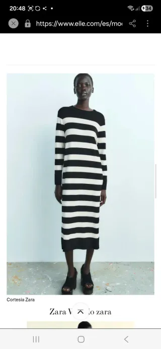 Vestido de punto Zara rayas blanco y negro