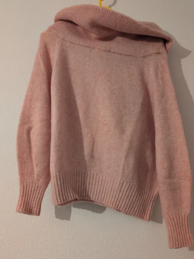 Jersey H&M cuello vuelto rosa pastel Talla S