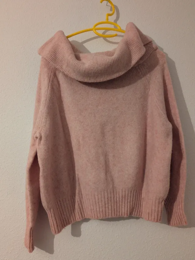 Jersey H&M cuello vuelto rosa pastel Talla S