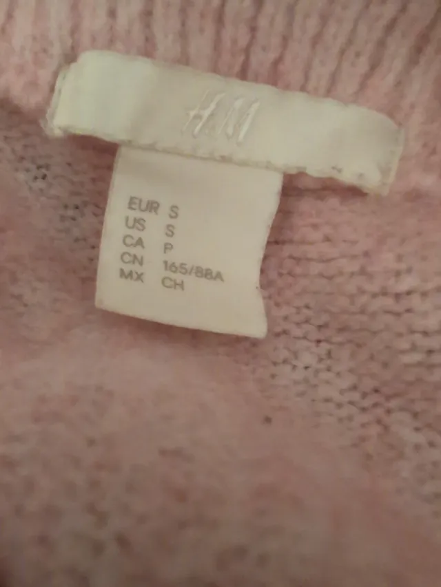 Jersey H&M cuello vuelto rosa pastel Talla S