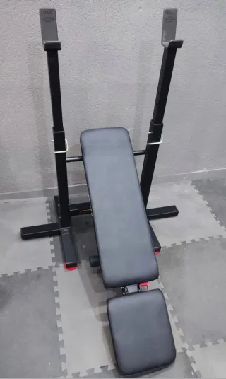 BANCO DOMYOS PLEGABLE + BARRA + PESAS